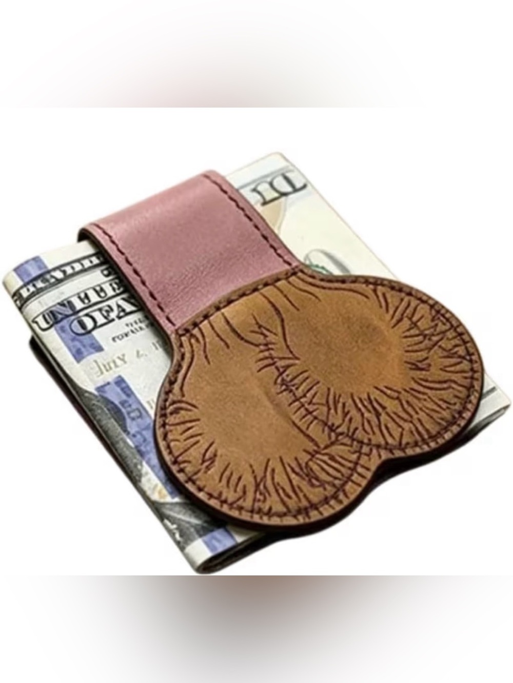 Leather Money Clip with Brown Hairy Balls & Penis